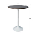 Tavolo rotondo da bar da 27", piano in MDF e base in acciaio spazzolato, 4 posti – Nero / Naturale / Marrone / Noce