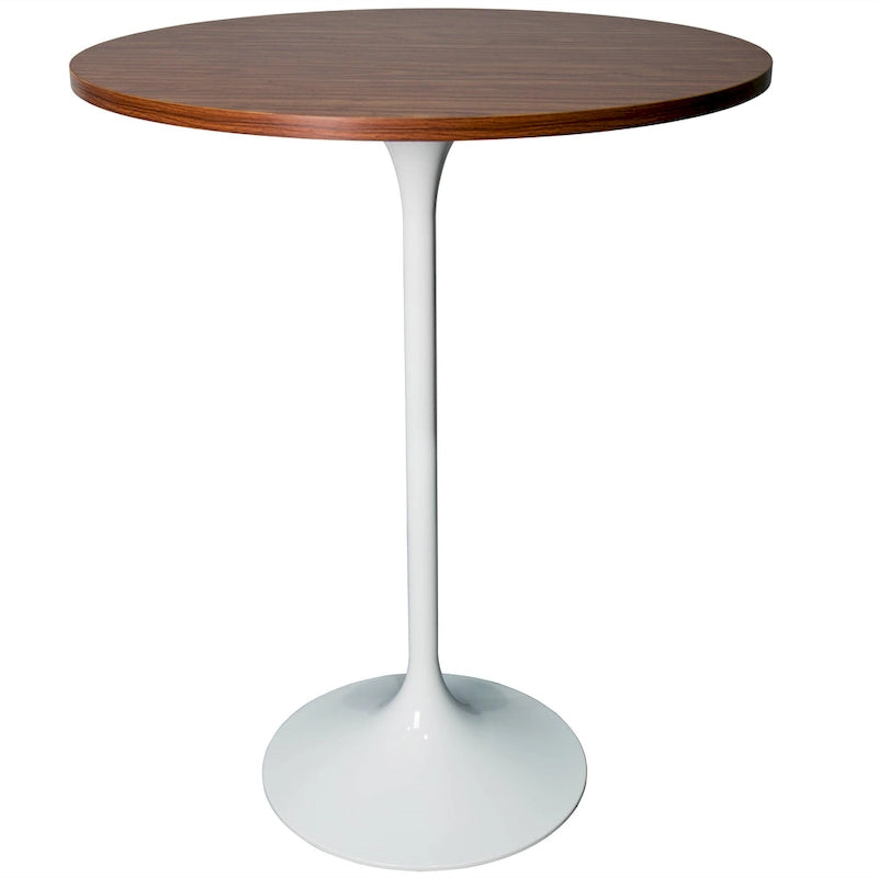 Tavolo rotondo da bar da 27", piano in MDF e base in acciaio spazzolato, 4 posti – Nero / Naturale / Marrone / Noce