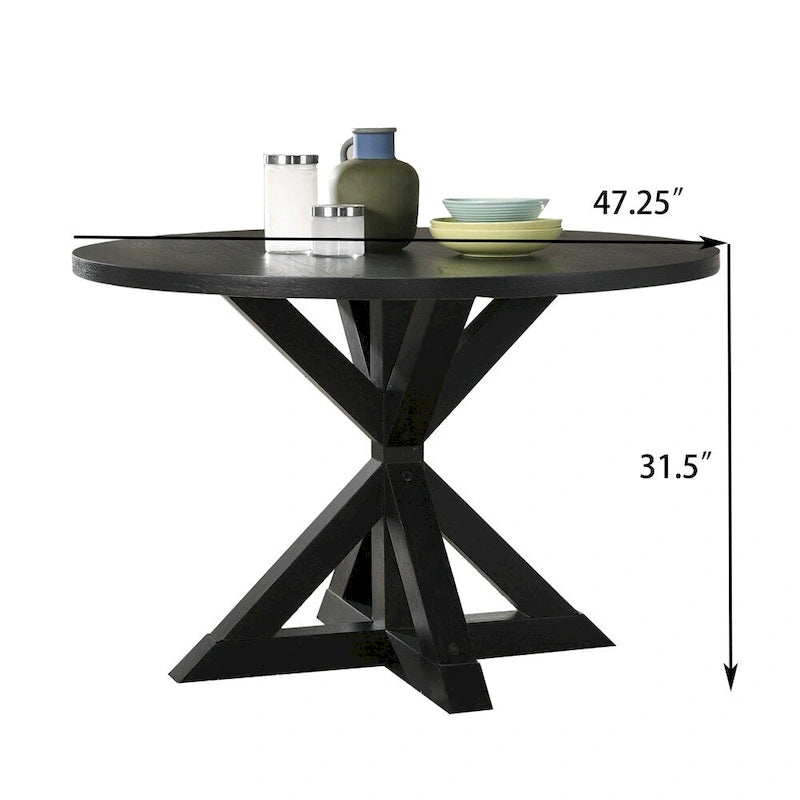 Tavolo da pranzo quadrato Black Cross-Buck, 4 posti