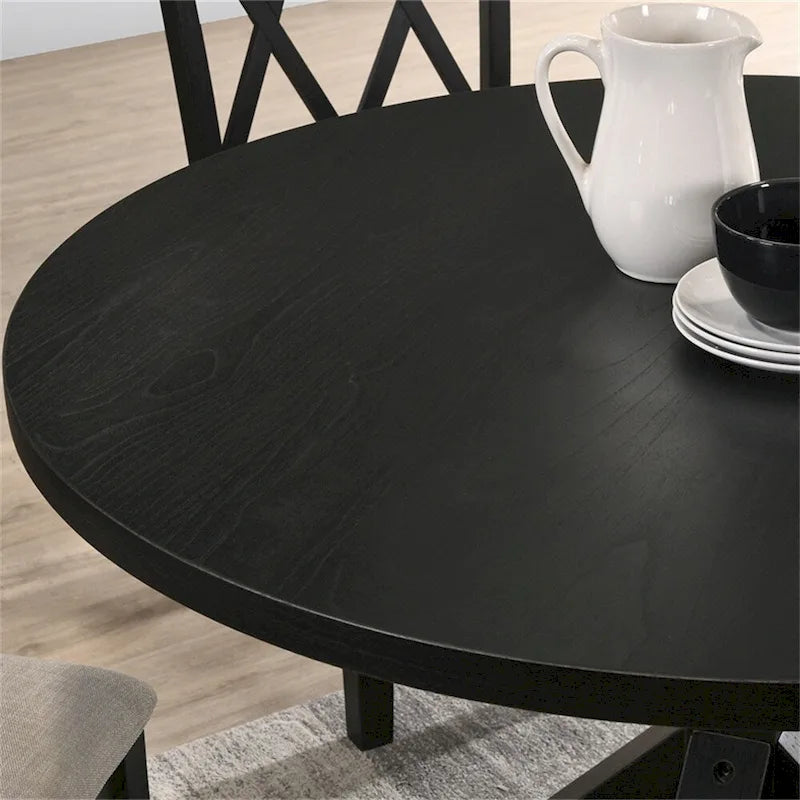 Tavolo da pranzo quadrato Black Cross-Buck, 4 posti