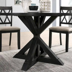 Tavolo da pranzo quadrato Black Cross-Buck, 4 posti