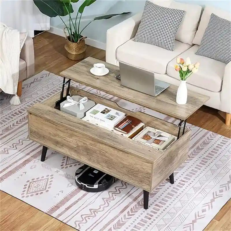 Tavolino da Salotto con Cassetto e Ripiano Aperto – Grigio Classico / Beige / Marrone Rustico / Nero