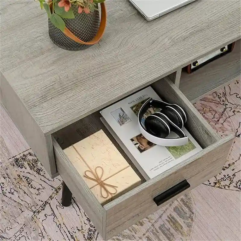 Tavolino da Salotto con Cassetto e Ripiano Aperto – Grigio Classico / Beige / Marrone Rustico / Nero