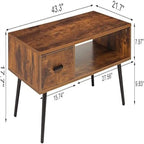 Tavolino da Salotto con Cassetto e Ripiano Aperto – Grigio Classico / Beige / Marrone Rustico / Nero