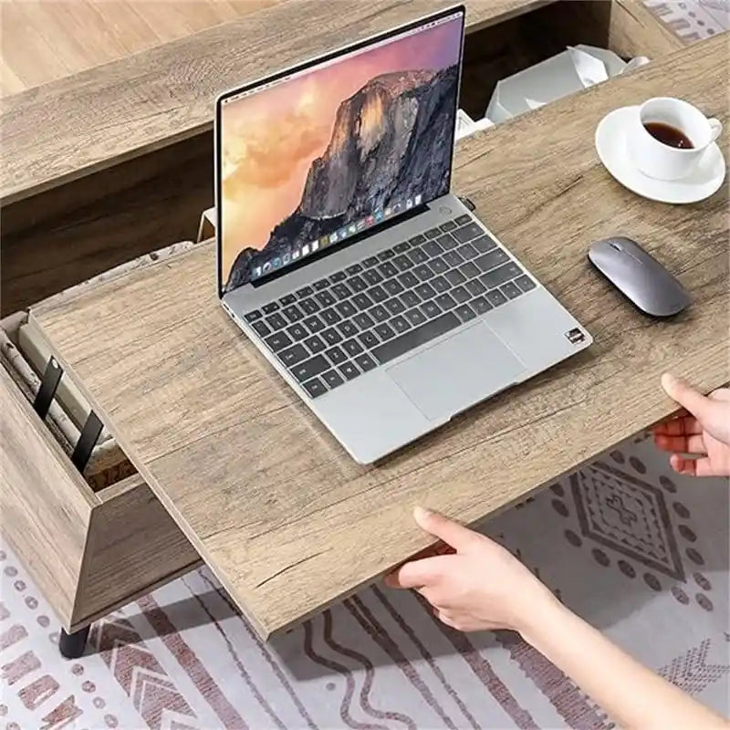 Tavolino da Salotto con Cassetto e Ripiano Aperto – Grigio Classico / Beige / Marrone Rustico / Nero