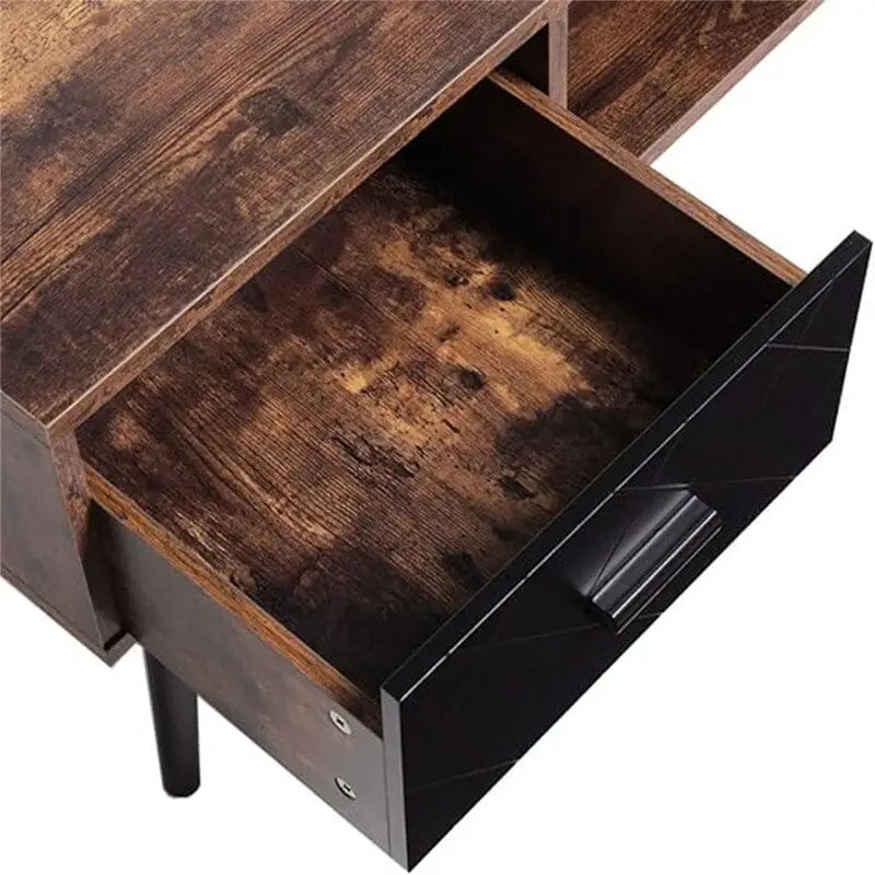 Tavolino da Salotto con Cassetto e Ripiano Aperto – Grigio Classico / Beige / Marrone Rustico / Nero