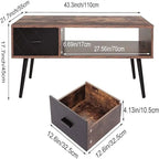 Tavolino da Salotto con Cassetto e Ripiano Aperto – Grigio Classico / Beige / Marrone Rustico / Nero