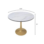 Tavolo da pranzo rotondo bianco / nero / bianco marmorizzato – Base a piedistallo, 4 posti a sedere