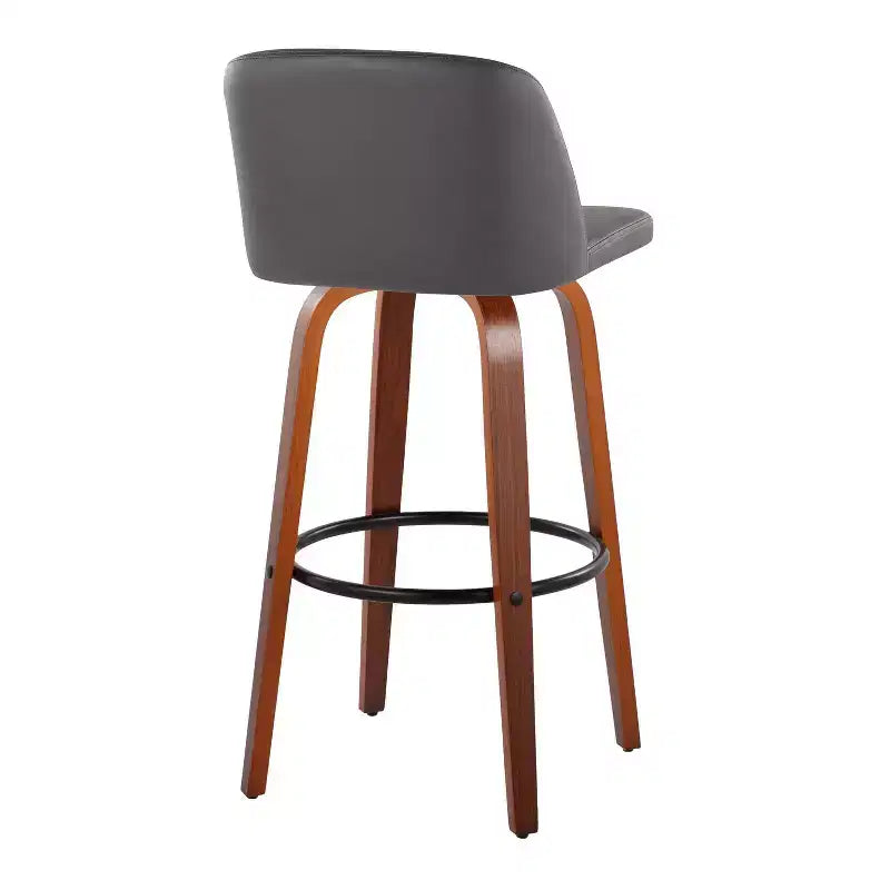 Tabouret de bar pivotant en cuir PU, crème/gris et noyer marron, lot de 2