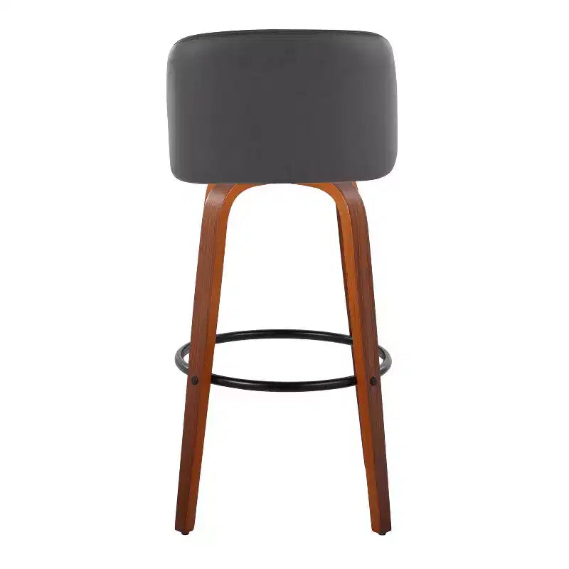 Tabouret de bar pivotant en cuir PU, crème/gris et noyer marron, lot de 2