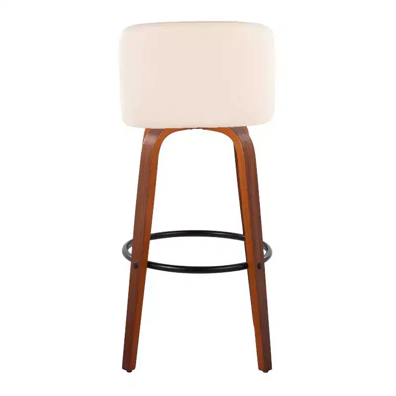 Tabouret de bar pivotant en cuir PU, crème/gris et noyer marron, lot de 2