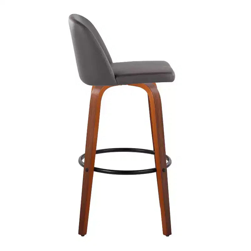 Tabouret de bar pivotant en cuir PU, crème/gris et noyer marron, lot de 2