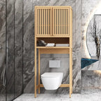 Mobiletto sopra WC in bambù neutro – 2 ante e mensola, 1 persona