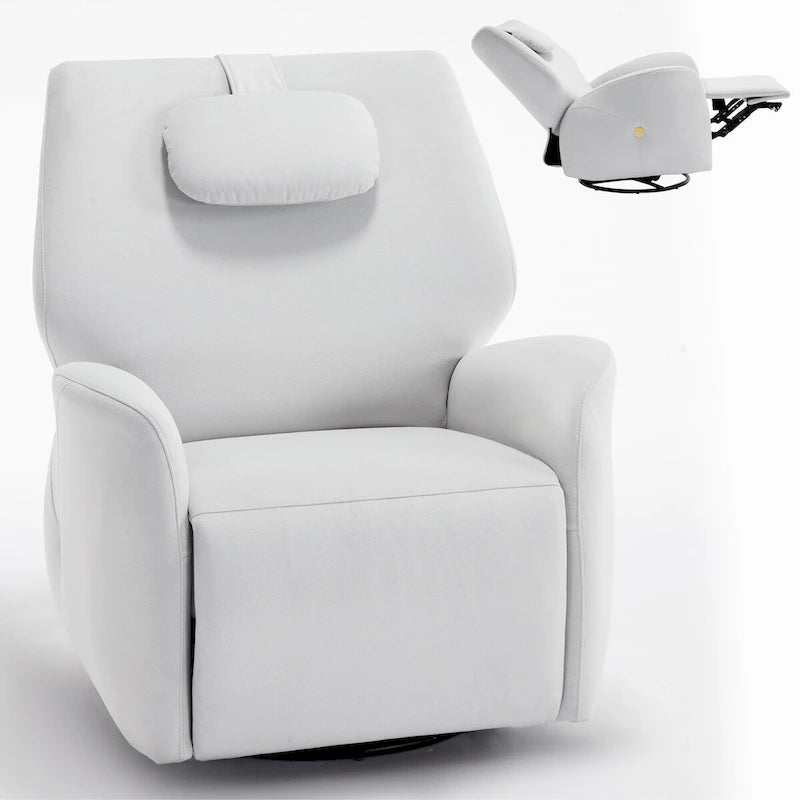 Poltrona Reclinabile Elettrica Beige / Grigia / Blu, Girevole a Dondolo, Posto Singolo