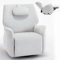 Poltrona Reclinabile Elettrica Beige / Grigia / Blu, Girevole a Dondolo, Posto Singolo