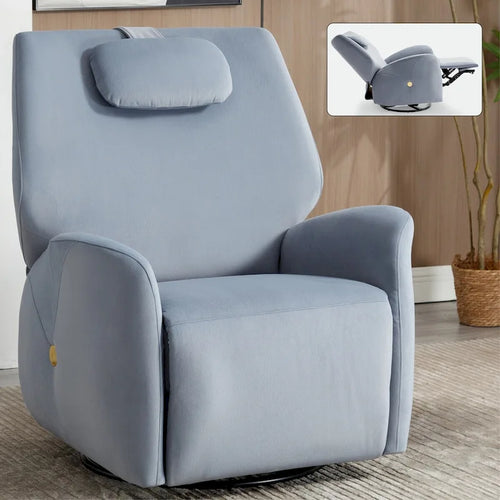 Poltrona Reclinabile Elettrica Beige / Grigia / Blu, Girevole a Dondolo, Posto Singolo