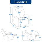 Poltrona Reclinabile Elettrica Beige / Grigia / Blu, Girevole a Dondolo, Posto Singolo