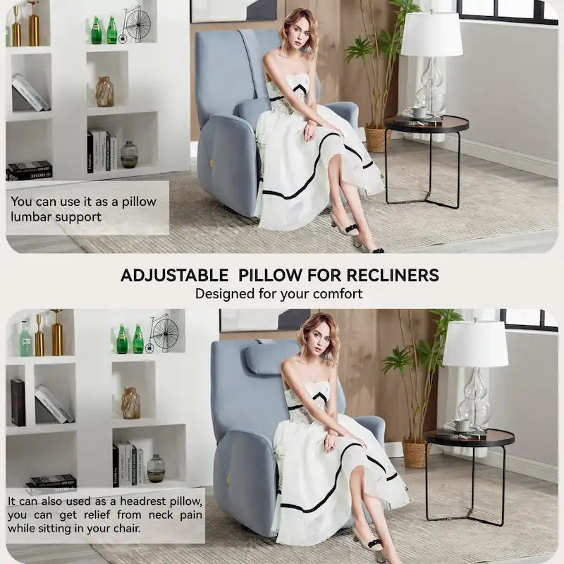 Poltrona Reclinabile Elettrica Beige / Grigia / Blu, Girevole a Dondolo, Posto Singolo