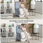 Poltrona Reclinabile Elettrica Beige / Grigia / Blu, Girevole a Dondolo, Posto Singolo