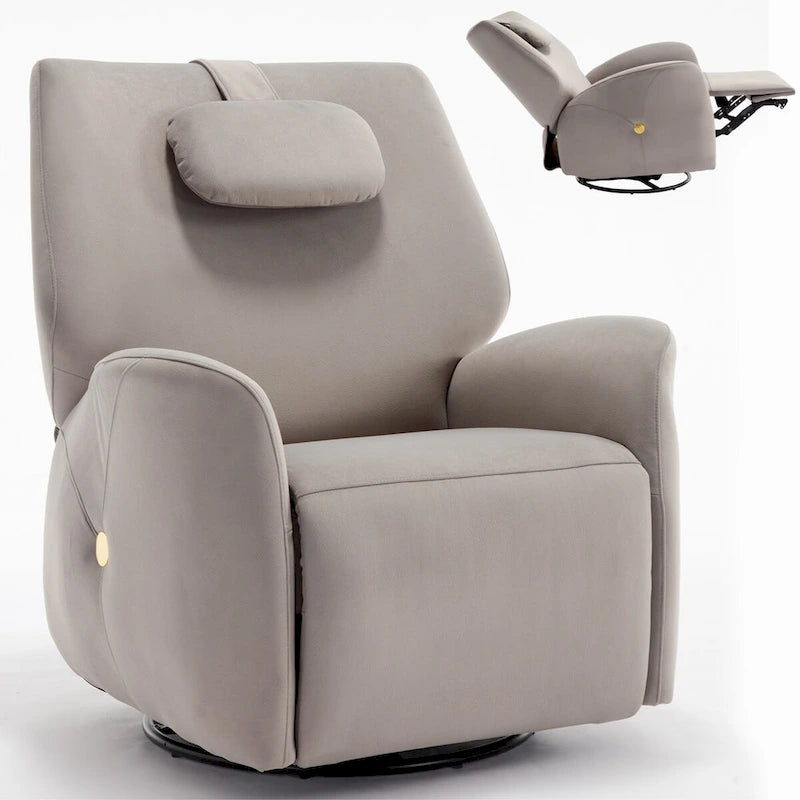 Poltrona Reclinabile Elettrica Beige / Grigia / Blu, Girevole a Dondolo, Posto Singolo