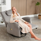 Poltrona Reclinabile Elettrica Beige / Grigia / Blu, Girevole a Dondolo, Posto Singolo