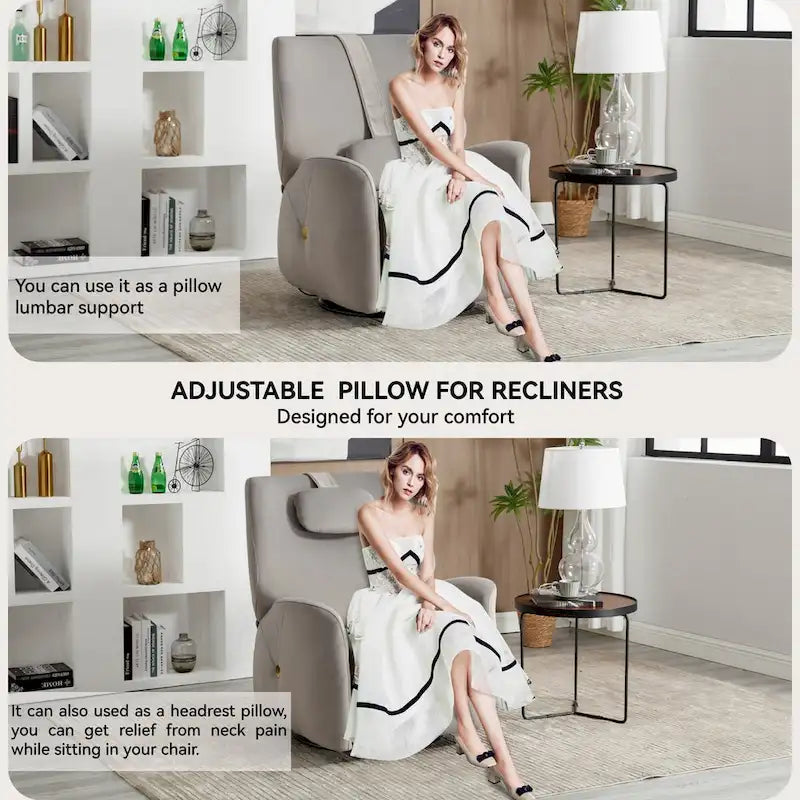 Poltrona Reclinabile Elettrica Beige / Grigia / Blu, Girevole a Dondolo, Posto Singolo