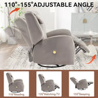 Poltrona Reclinabile Elettrica Beige / Grigia / Blu, Girevole a Dondolo, Posto Singolo