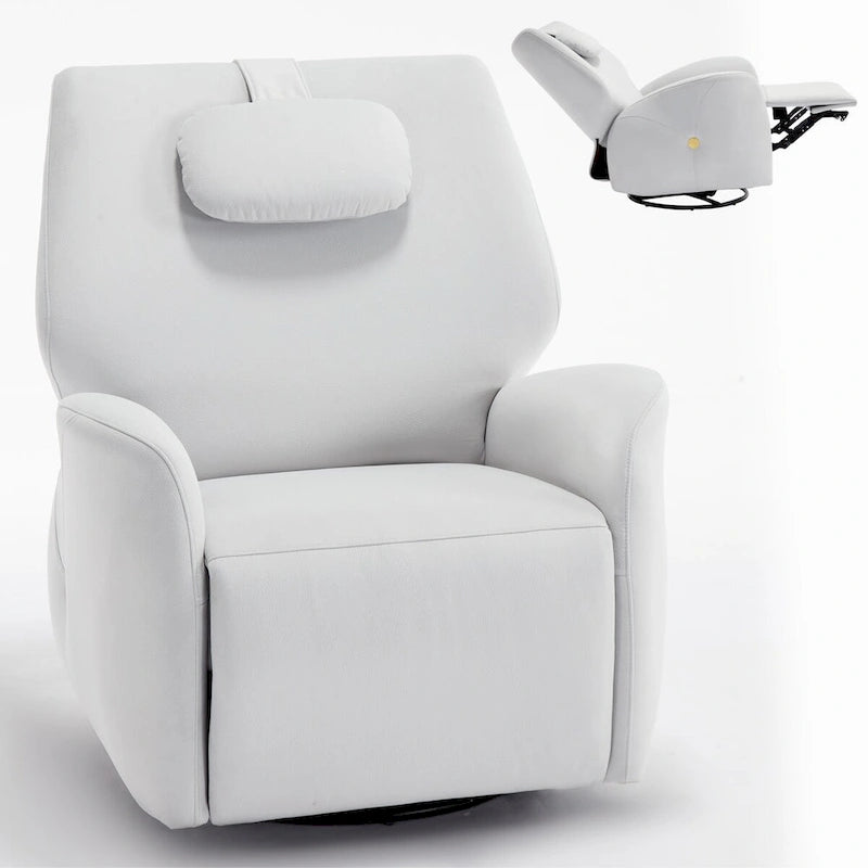 Poltrona Reclinabile Elettrica Beige / Grigia / Blu, Girevole a Dondolo, Posto Singolo