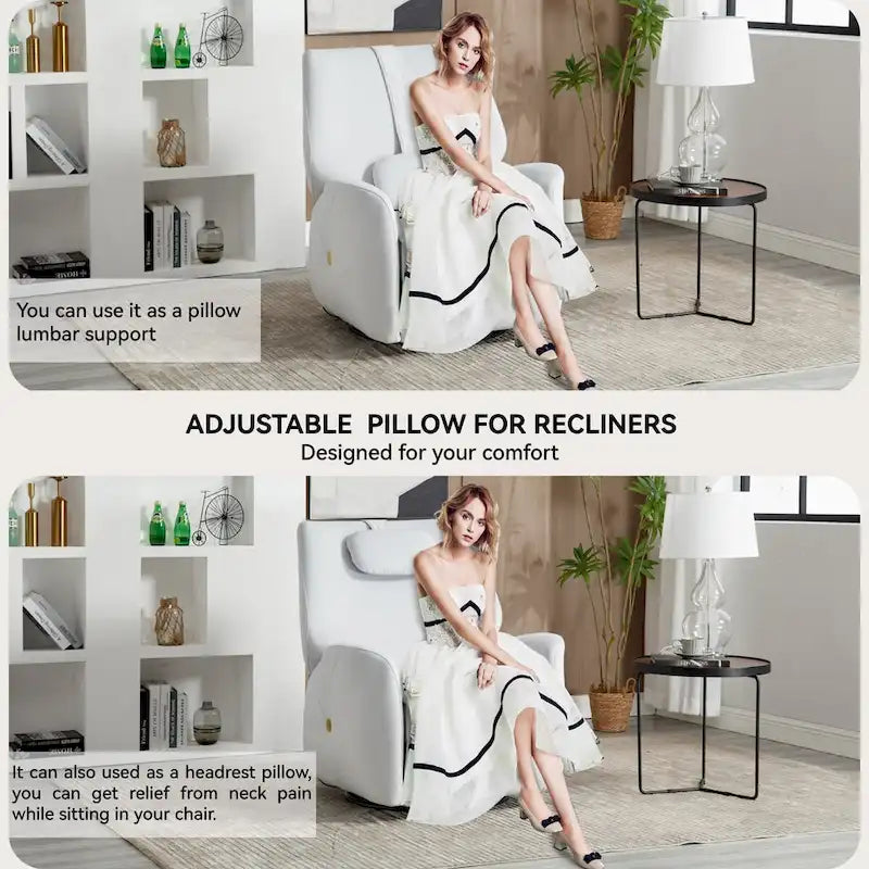 Poltrona Reclinabile Elettrica Beige / Grigia / Blu, Girevole a Dondolo, Posto Singolo