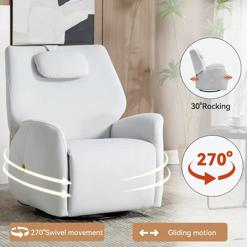 Poltrona Reclinabile Elettrica Beige / Grigia / Blu, Girevole a Dondolo, Posto Singolo