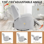 Poltrona Reclinabile Elettrica Beige / Grigia / Blu, Girevole a Dondolo, Posto Singolo